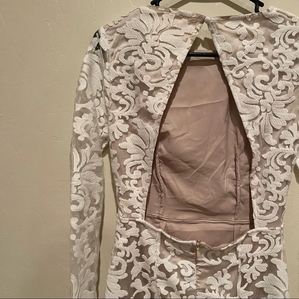 Missguided bridal white long sleeve open back long - Picture 4 of 8